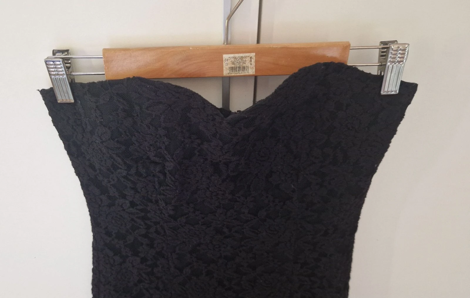 Vestido negro palabra de honor encaje Blanco M – photo 3